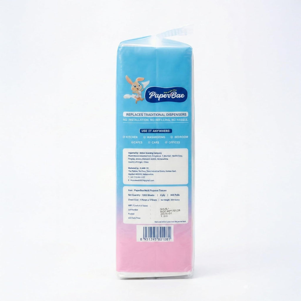 PaperBae Pack of 1 Hanging Multipurpose Tissues | 4 Ply | 300 Pulls