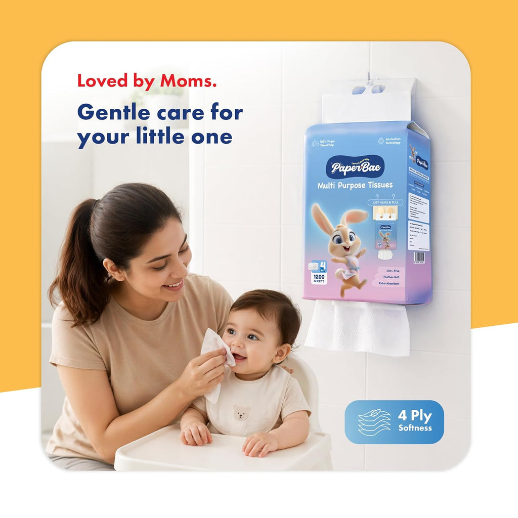 PaperBae Pack of 1 Gentle Baby Tissues | 4 Ply | 300 Pulls
