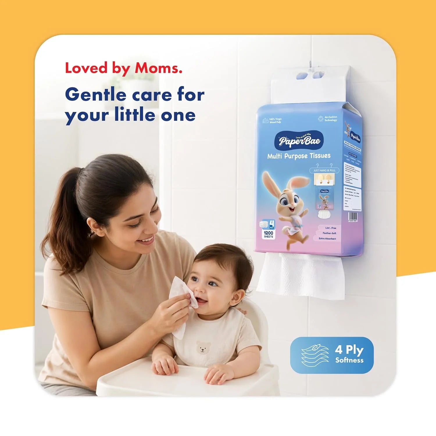 PaperBae Pack of 10 Gentle Baby Tissues | 4 Ply | 300 Pulls each