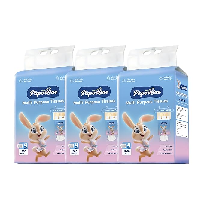PaperBae Pack of 3 Hanging Multipurpose Tissues | 4 Ply | 300 Pulls each