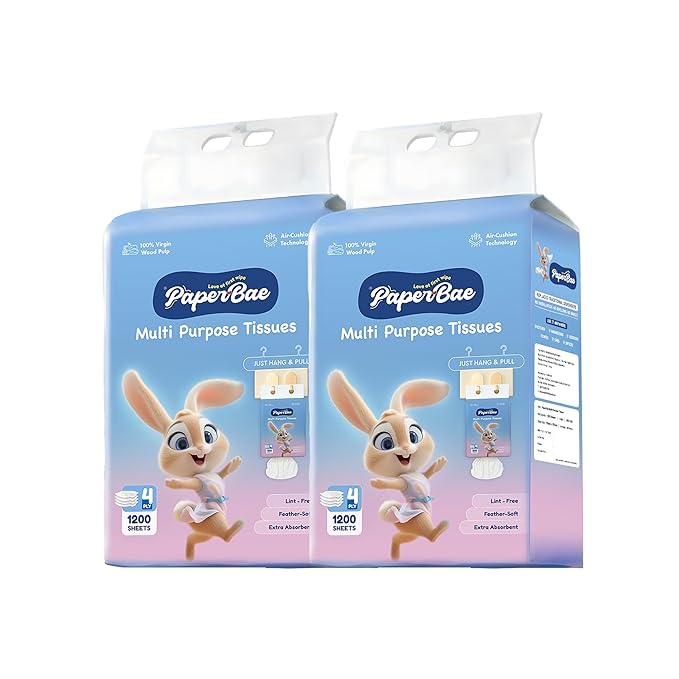 PaperBae Pack of 2 Hanging Multipurpose Tissues | 4 Ply | 300 Pulls each