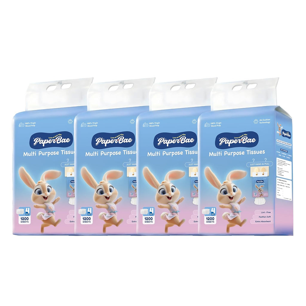 PaperBae Pack of 4 Hanging Multipurpose Tissues | 4 Ply | 300 Pulls each