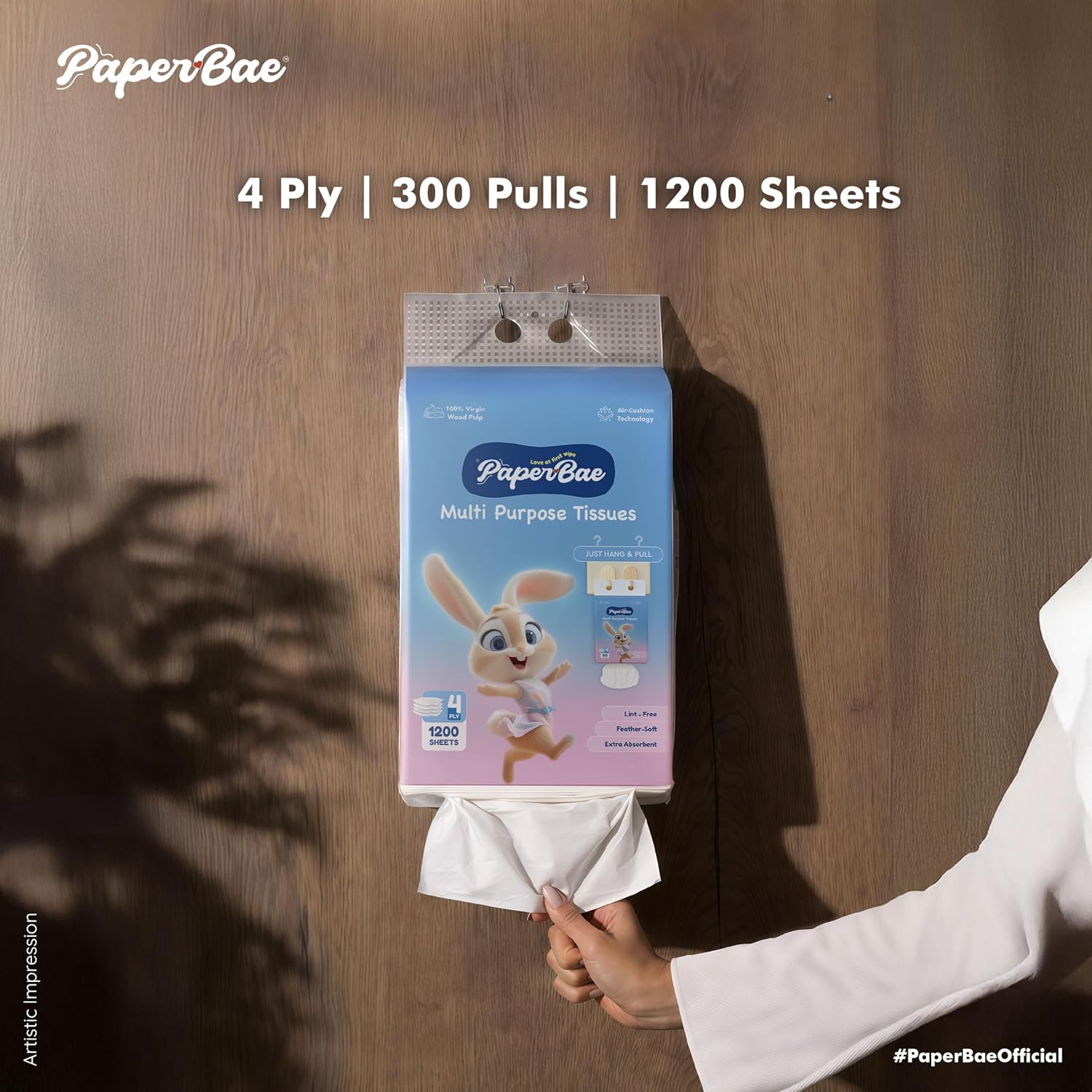 PaperBae Pack of 10 Hanging Multipurpose Tissues | 4 Ply | 300 Pulls each
