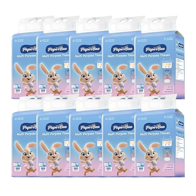 PaperBae Pack of 10 Hanging Multipurpose Tissues | 4 Ply | 300 Pulls each