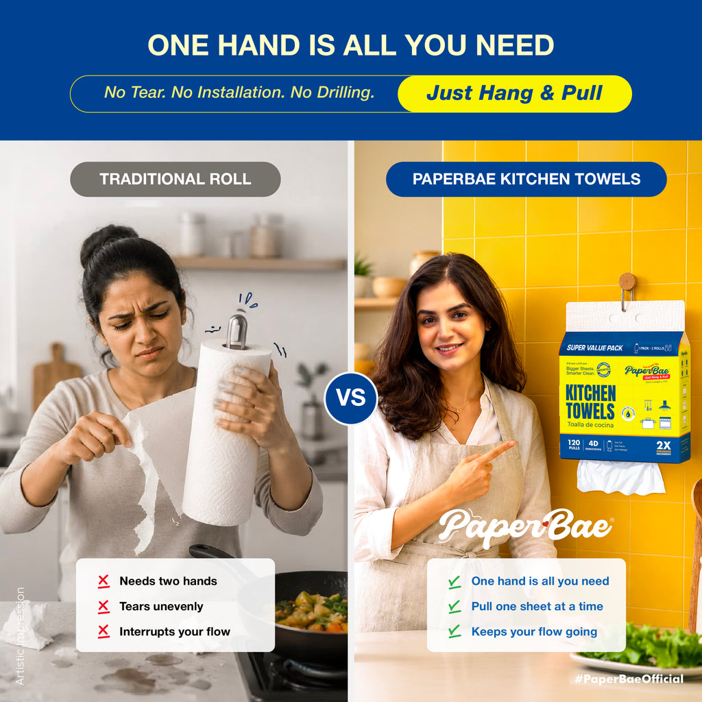 PaperBae Hang & Pull Kitchen Towels | 2 Ply | 120 Pulls