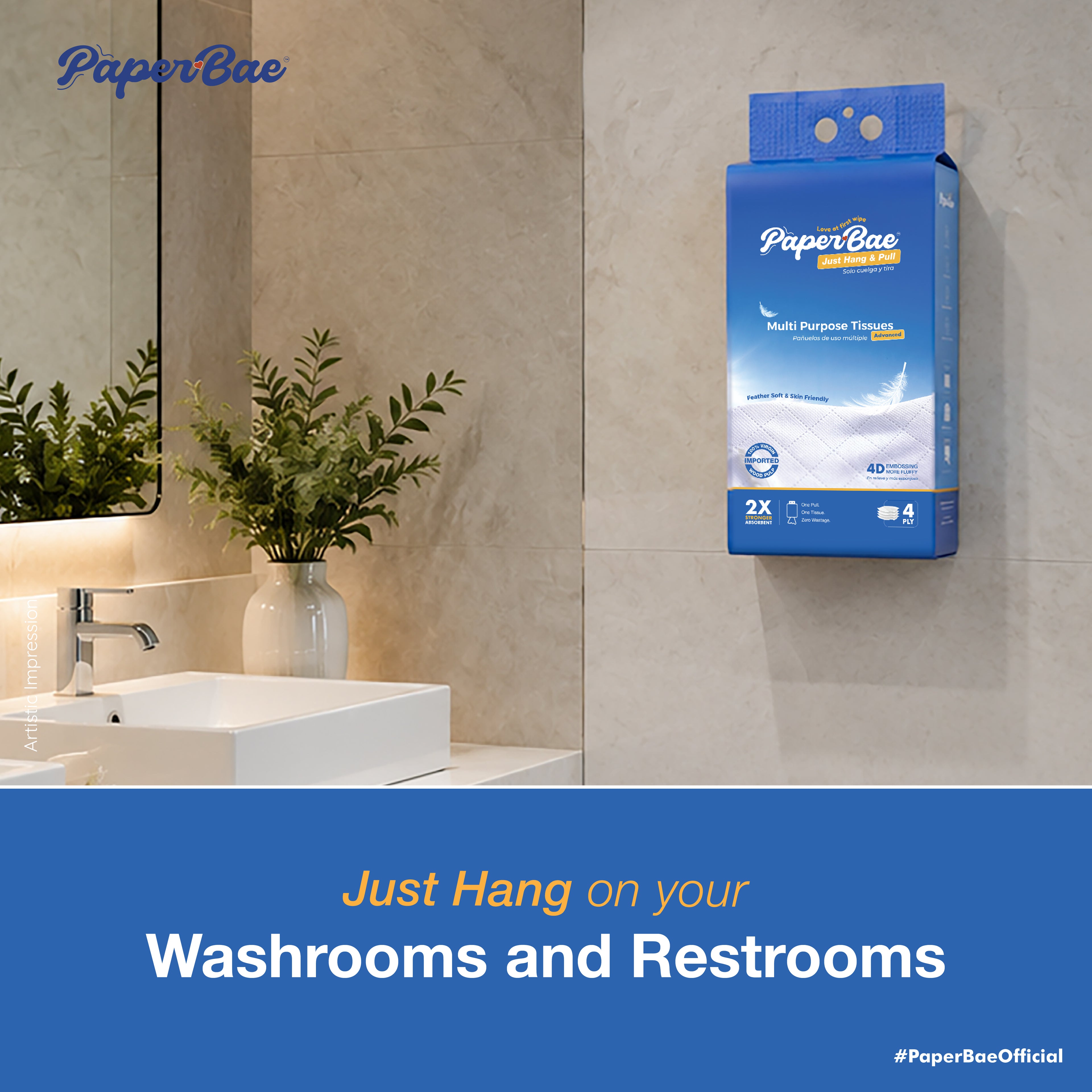 Imported Hanging multipurpose Tissues | 4 Ply | 300 Pulls
