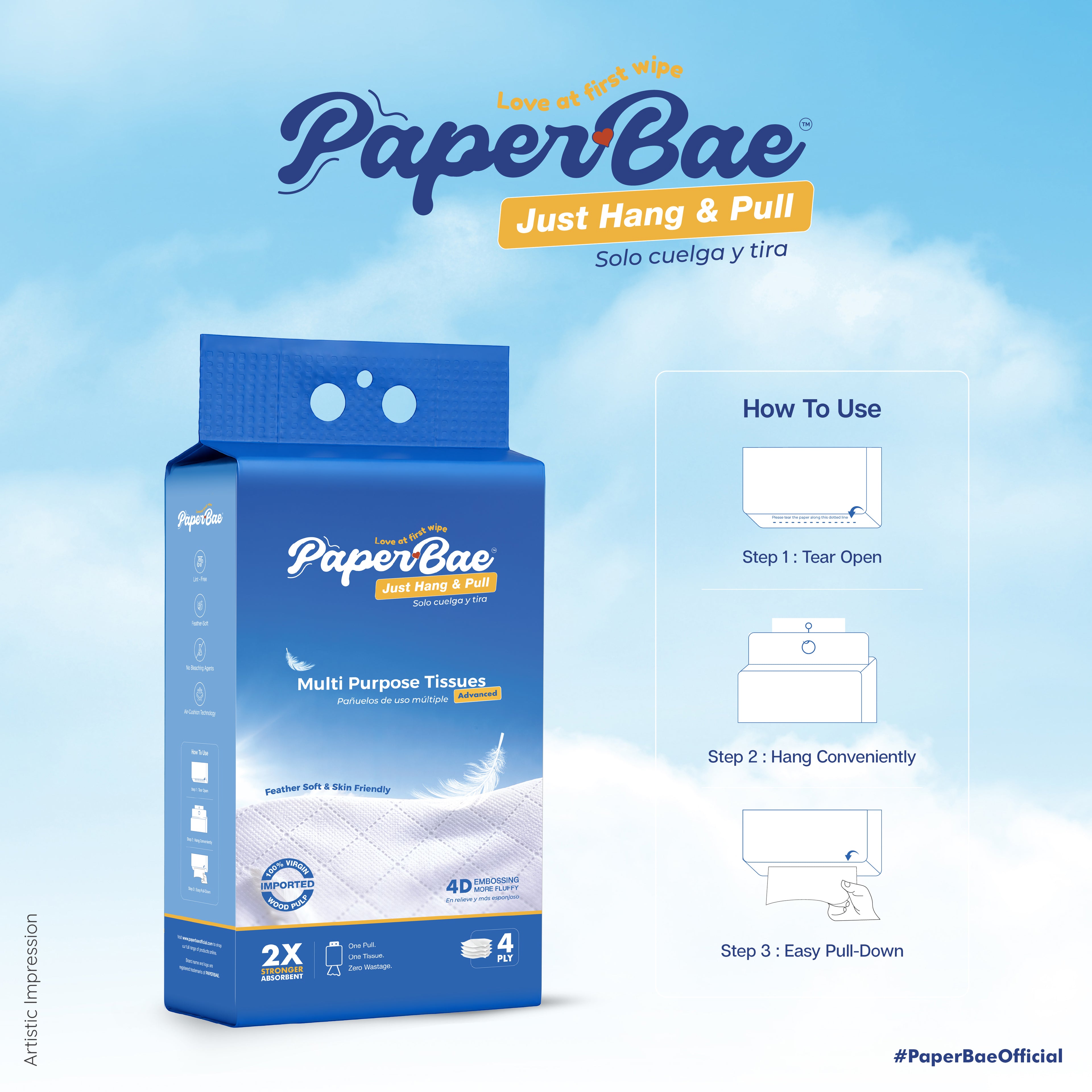 Imported Hanging multipurpose Tissues | 4 Ply | 300 Pulls