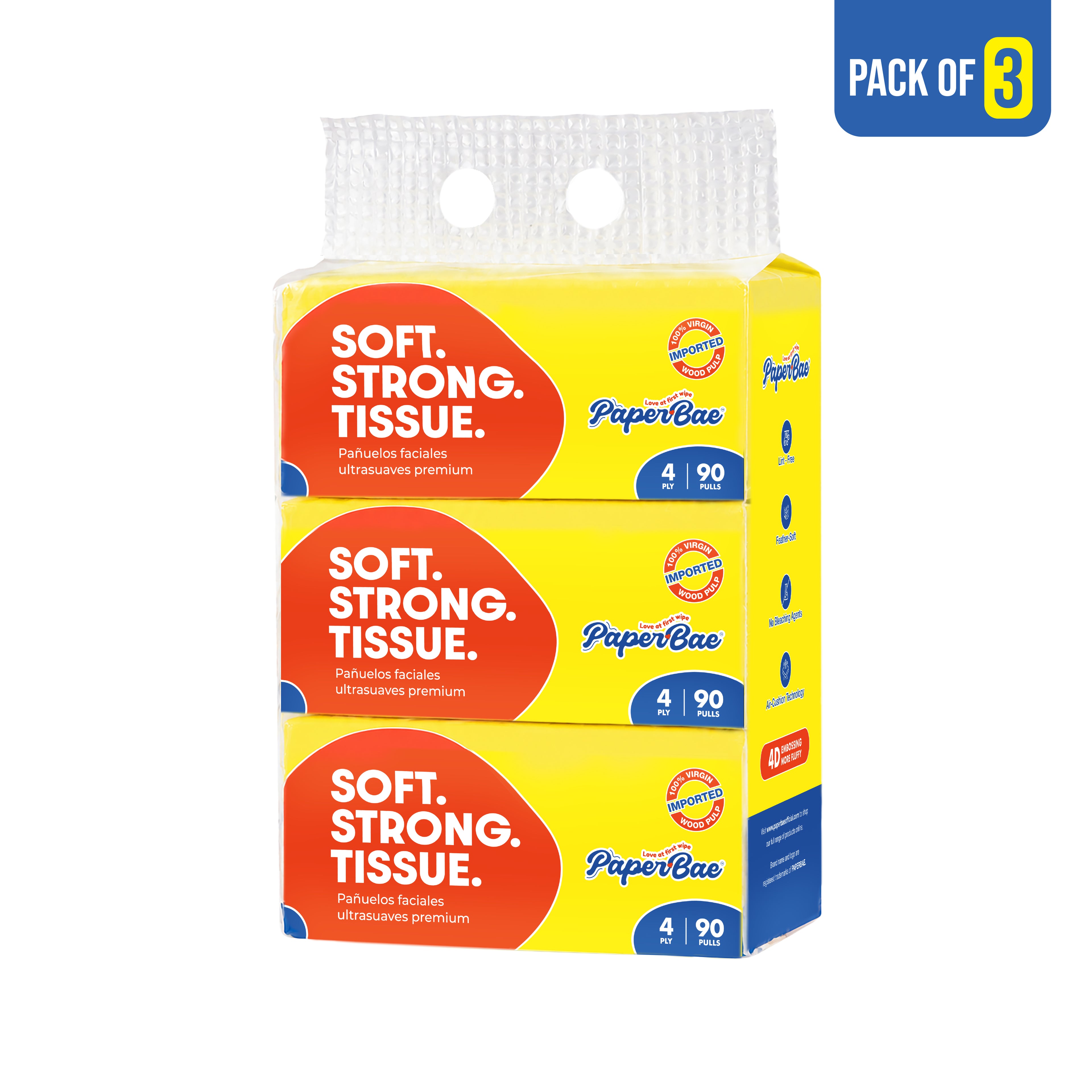 Imported Table Top Tissues | 4 Ply | Pack of 3| 270 Pulls